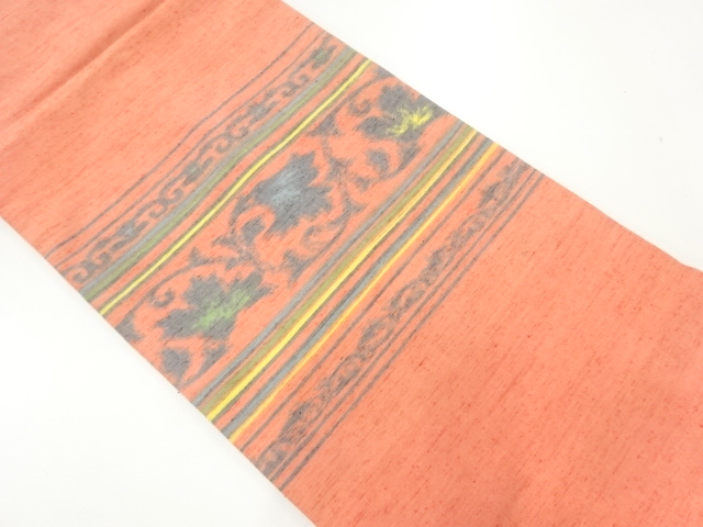 手織り紬唐花模様織出し名古屋帯